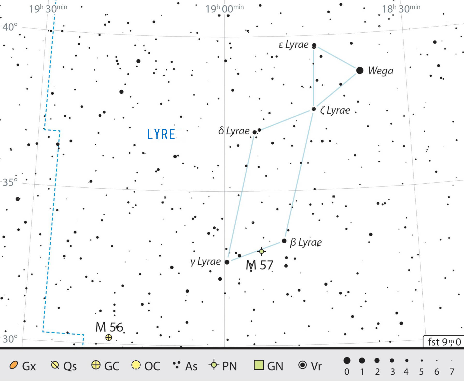Carte générale de la constellation de la Lyre, avec conseils pour son observation. J. Scholten
